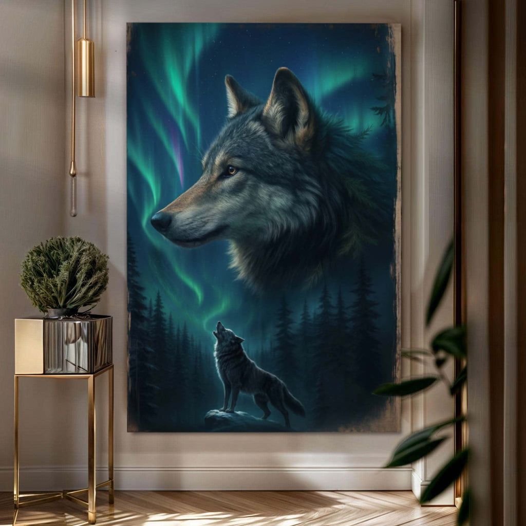 Wolf Double Exposure Iv wall art with nature-inspired artwork