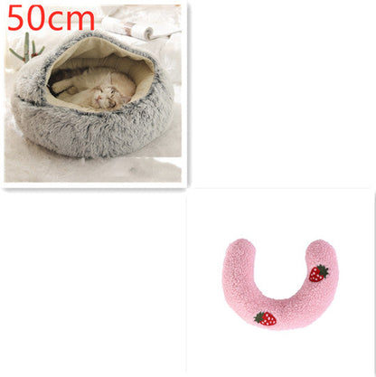 2 in 1 Dog and Cat Bed Pet Winter Bed Round Plush Warm Bed House Soft uncategorized / needs cleanup with nature-inspired artwork - product view 35