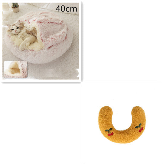 2 in 1 Dog and Cat Bed Pet Winter Bed Round Plush Warm Bed House Soft uncategorized / needs cleanup with nature-inspired artwork - product view 41