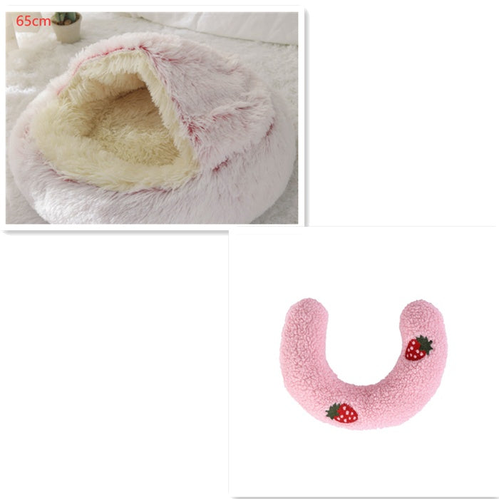 2 in 1 Dog and Cat Bed Pet Winter Bed Round Plush Warm Bed House Soft uncategorized / needs cleanup with nature-inspired artwork - product view 51