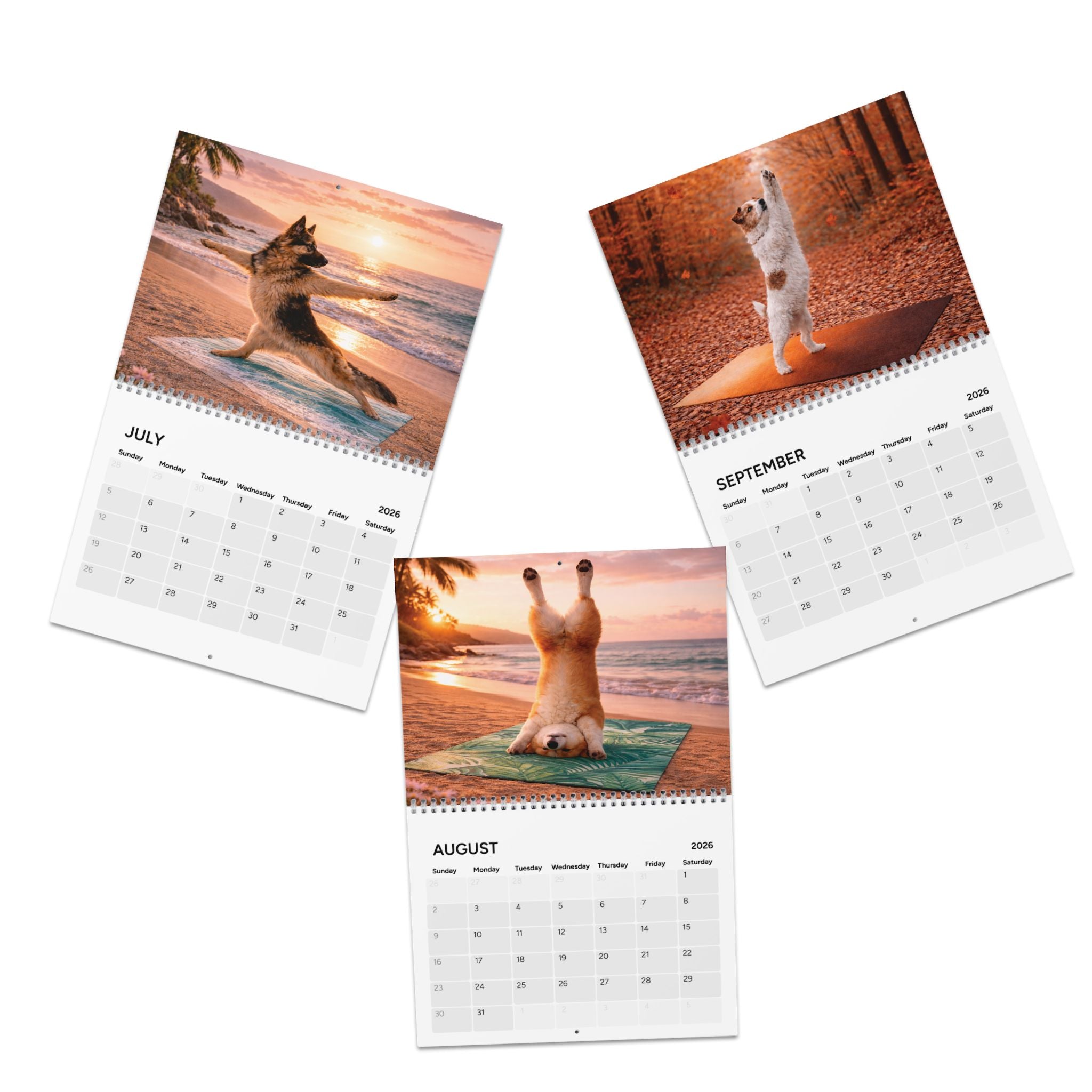 Dog Yoga Calendar () calendar with nature-inspired artwork - product view 7
