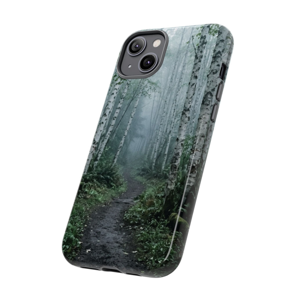 Twilight Birch Tree Path Phone Case
