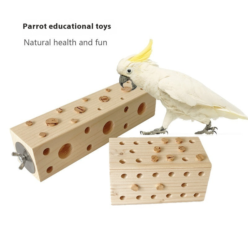 Parrot Educational Toy for Gnawing Wood uncategorized / needs cleanup with nature-inspired artwork - product view 2