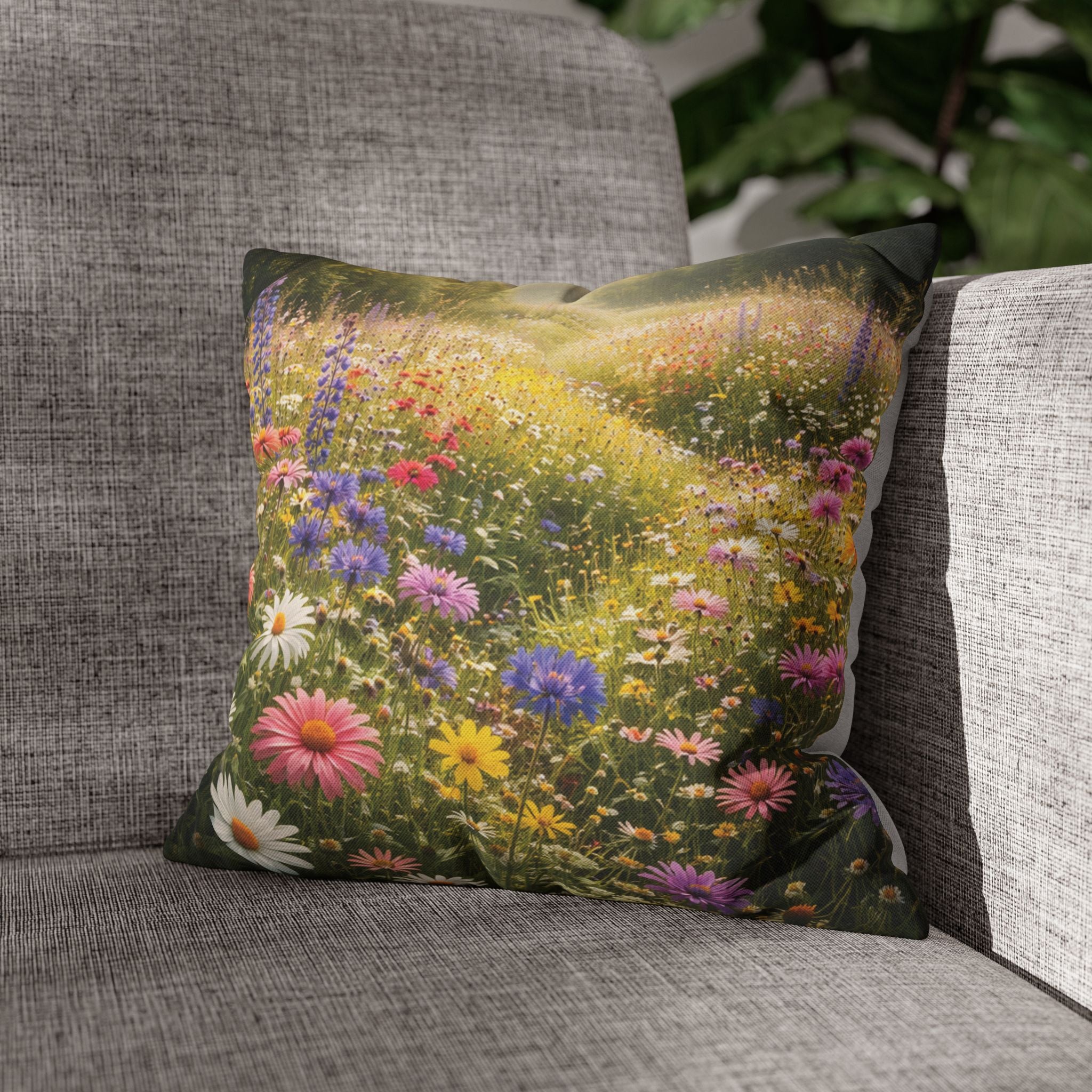 Mountain Meadow pillow cover with nature-inspired artwork