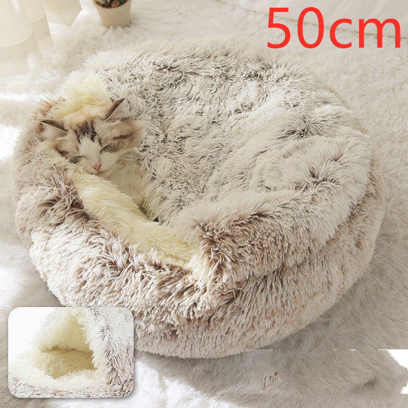 2 in 1 Dog and Cat Bed Pet Winter Bed Round Plush Warm Bed House Soft uncategorized / needs cleanup with nature-inspired artwork - product view 67