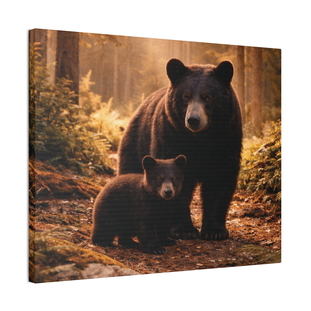 Momma Bear and Cub Wilderness Stretched Canvas