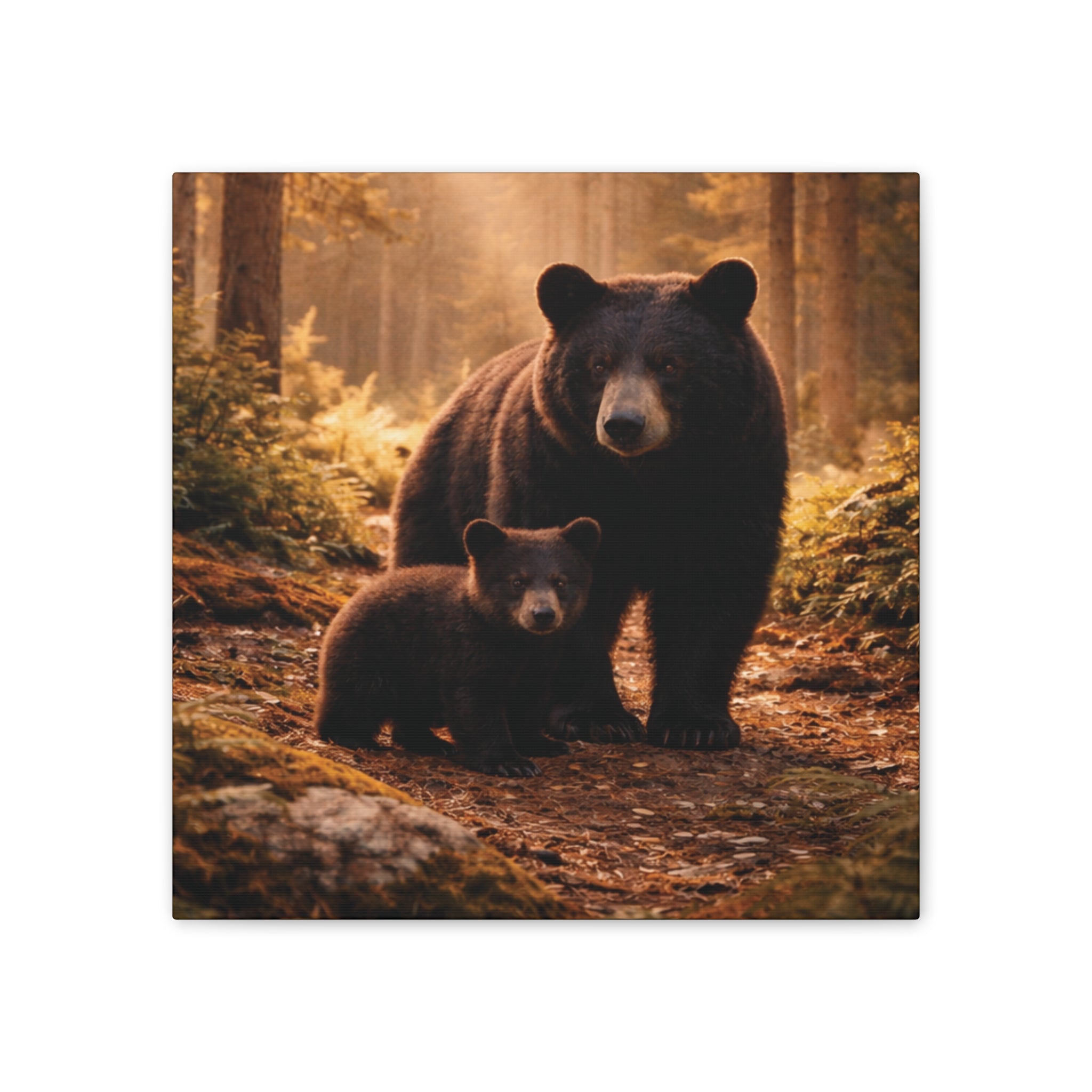 Momma Bear and Cub Wilderness Stretched Canvas