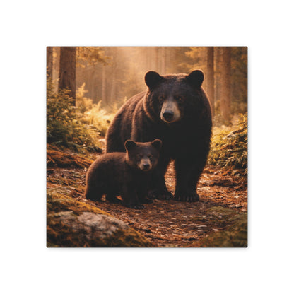 Momma Bear and Cub Wilderness Stretched Canvas