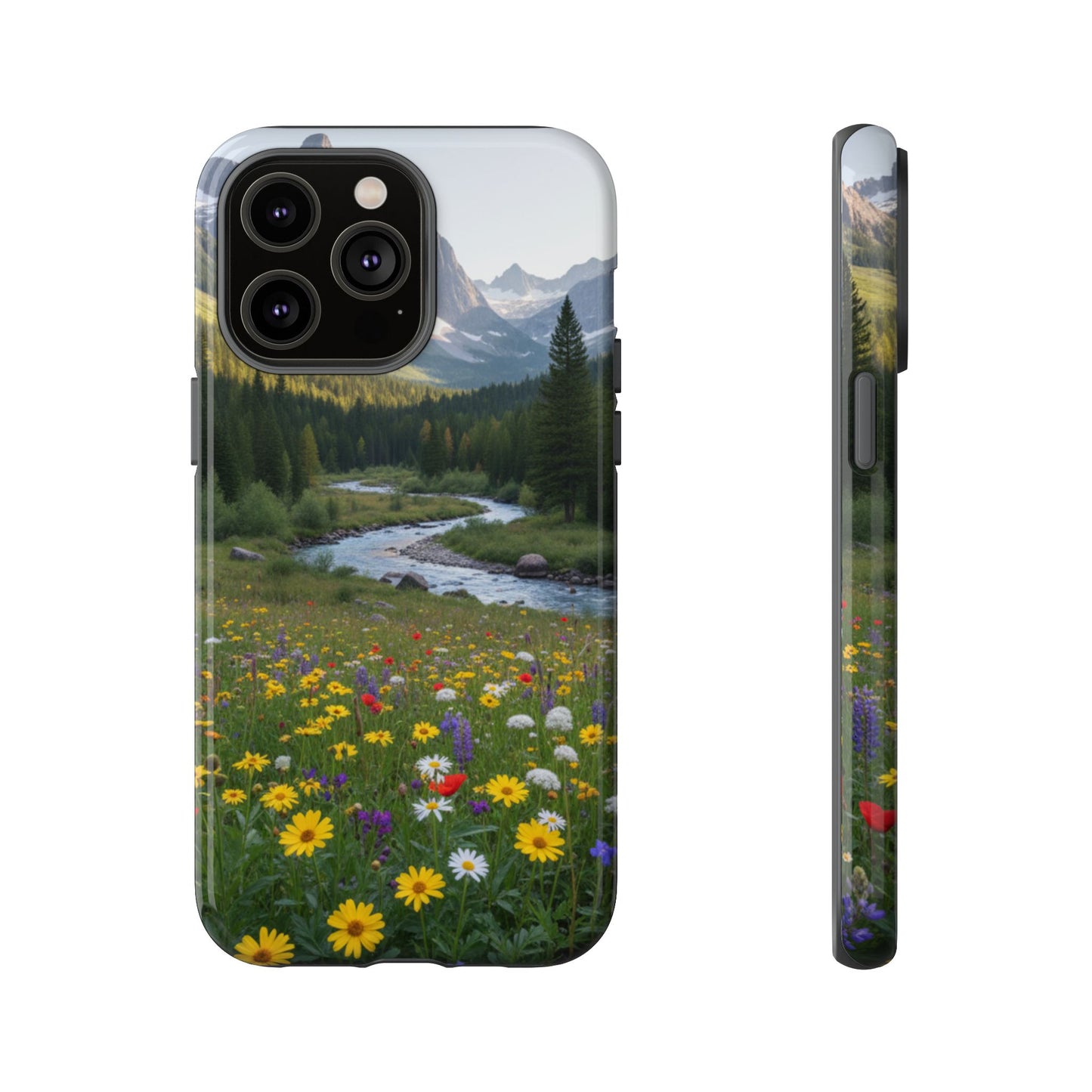 Mountain Meadow Serenity Phone Case - Tough Case with Nature Scenic Design