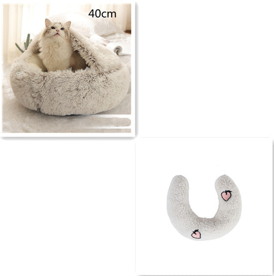 2 in 1 Dog and Cat Bed Pet Winter Bed Round Plush Warm Bed House Soft uncategorized / needs cleanup with nature-inspired artwork - product view 18
