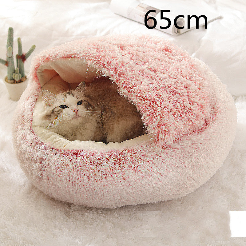 2 in 1 Dog and Cat Bed Pet Winter Bed Round Plush Warm Bed House Soft uncategorized / needs cleanup with nature-inspired artwork - product view 15