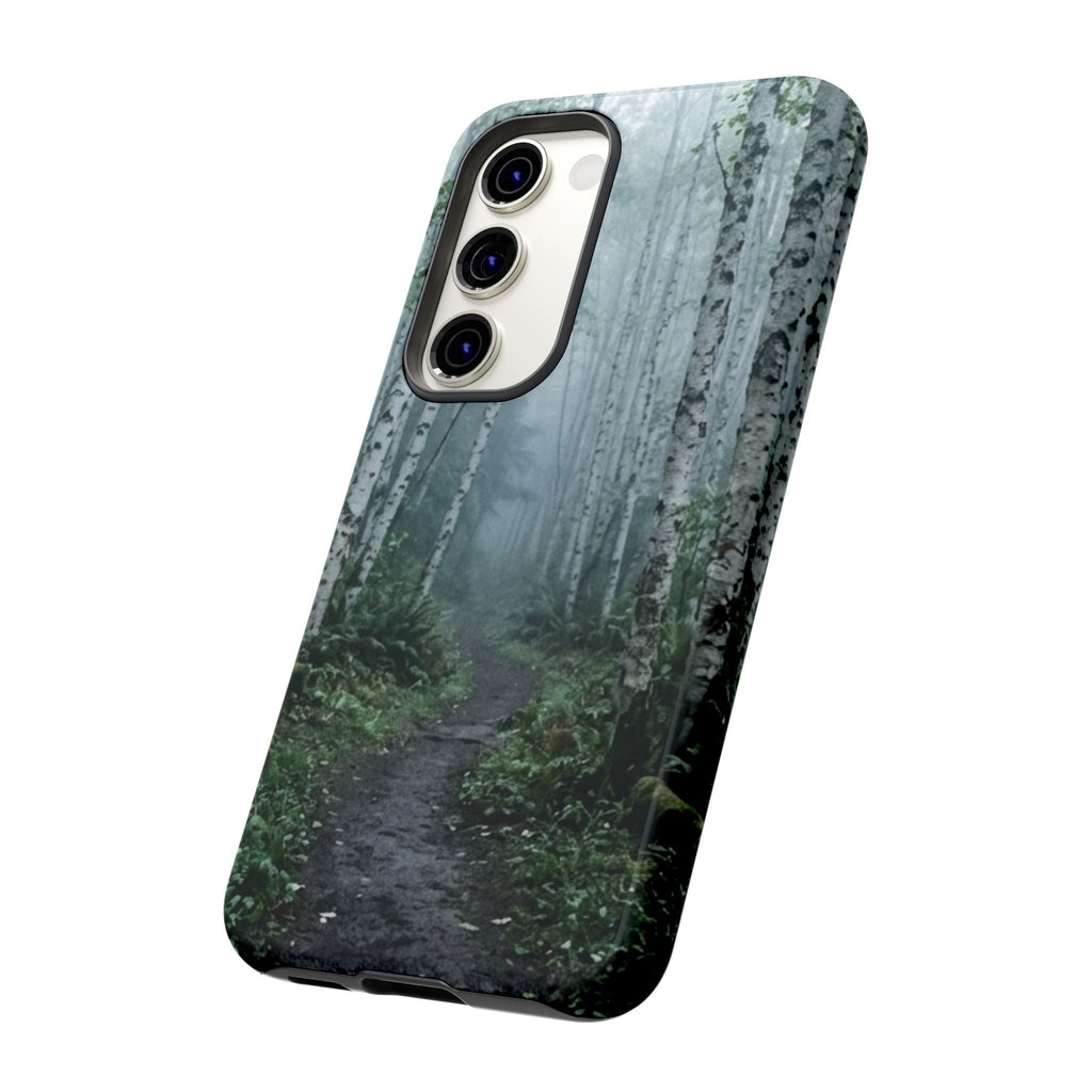 Twilight Birch Tree Path Phone Case