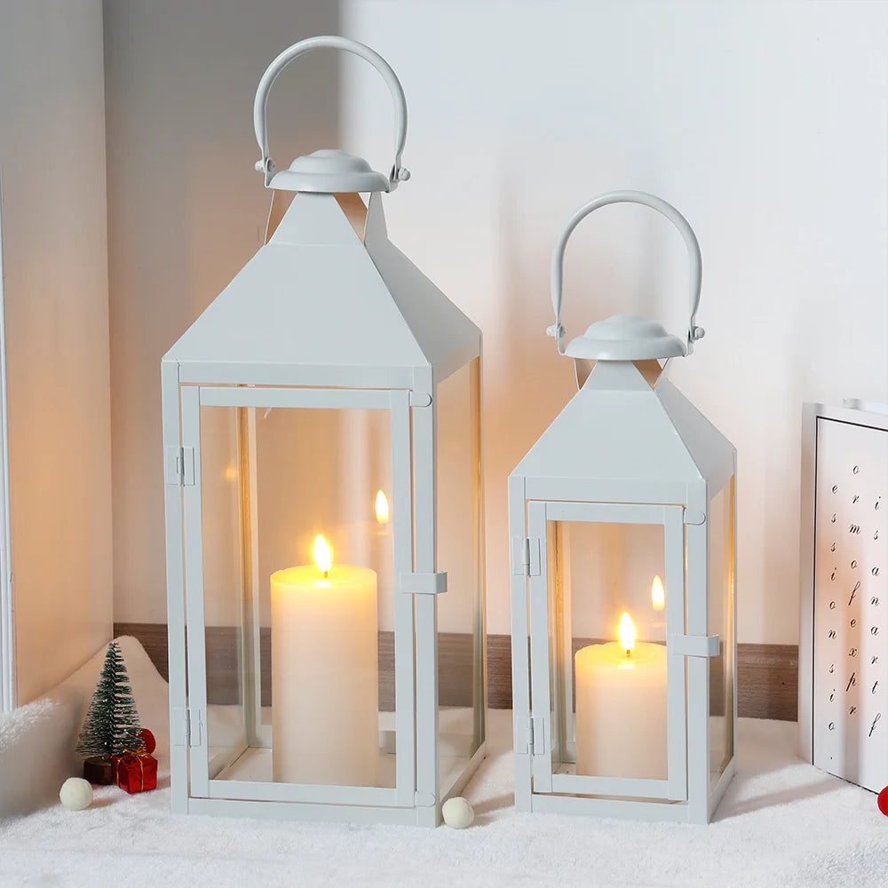 Set of 2 decorative candle lantern with nature-inspired artwork - product view 4