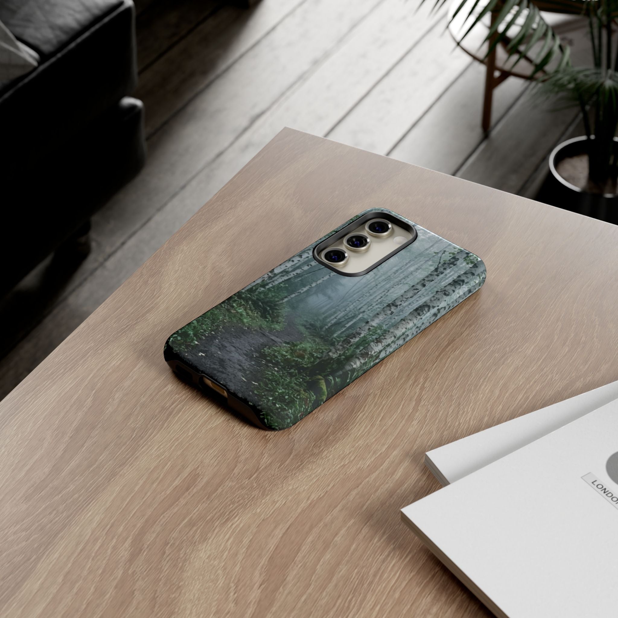 Twilight Birch Tree Path Phone Case