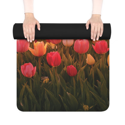 Tulip Field Sunset Rubber Yoga Mat