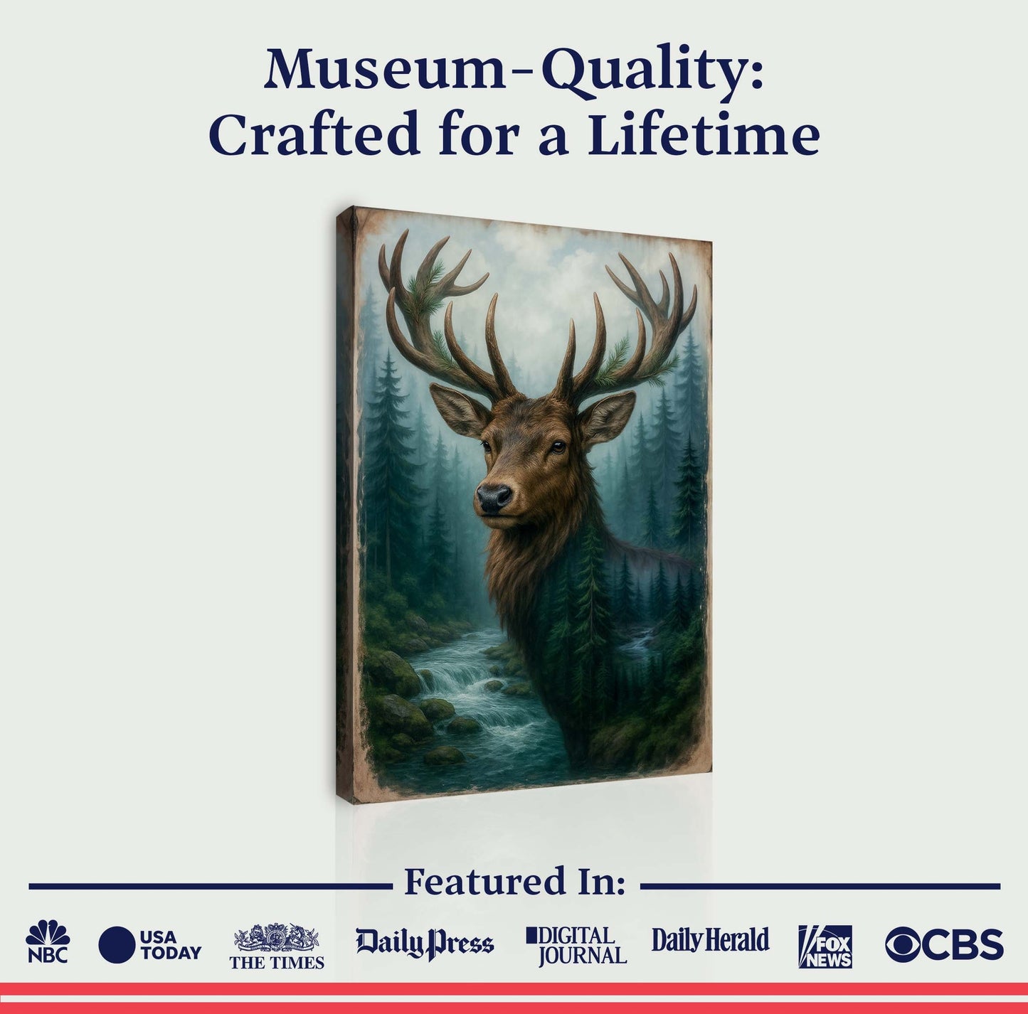 Misty Stag Double Exposure wall art with nature-inspired artwork - product view 6
