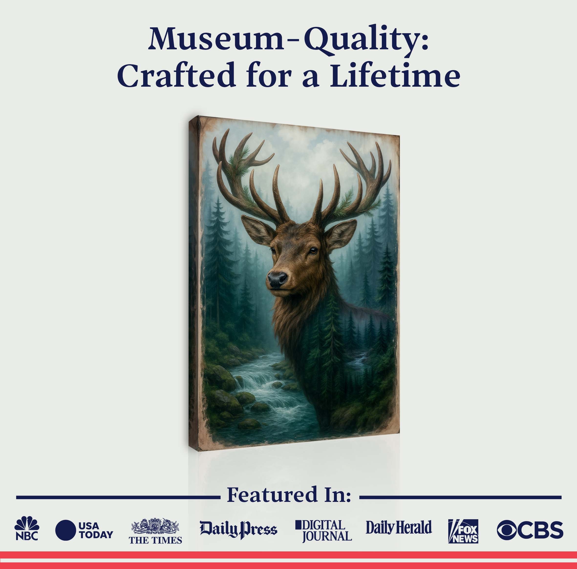 Misty Stag Double Exposure wall art with nature-inspired artwork - product view 6