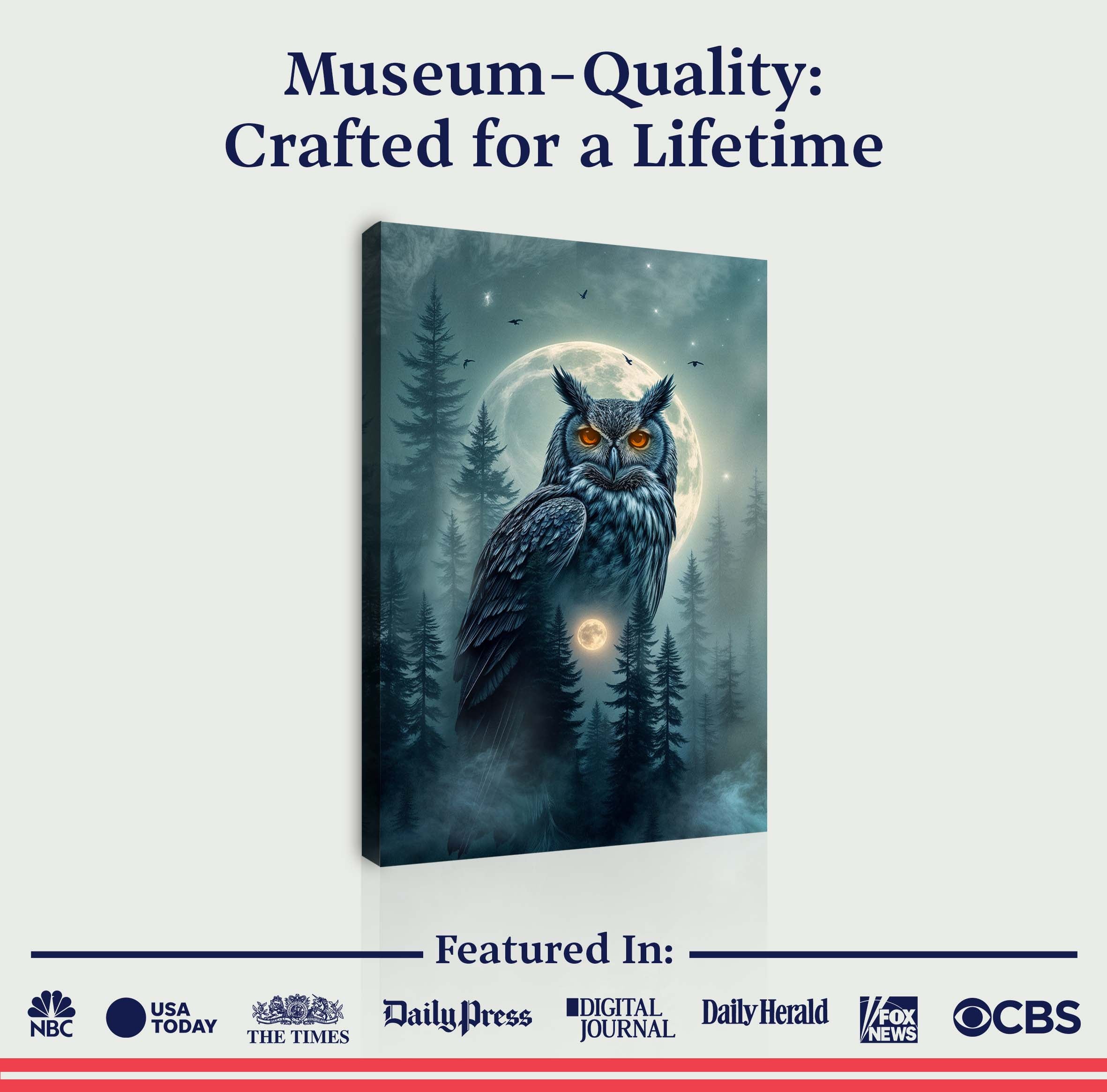 Owl Double Exposure Ii wall art with nature-inspired artwork - product view 6