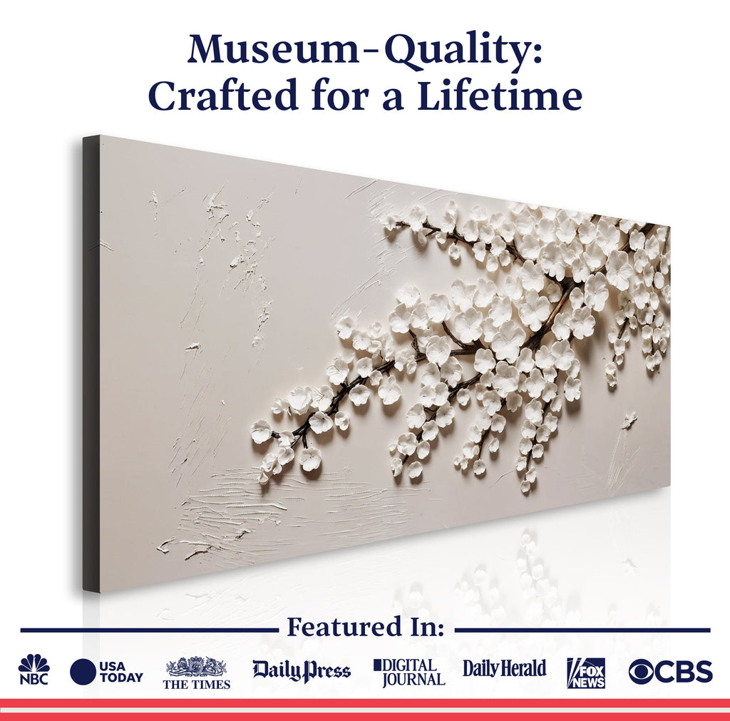 White Cherry Blossom wall art with nature-inspired artwork - product view 6