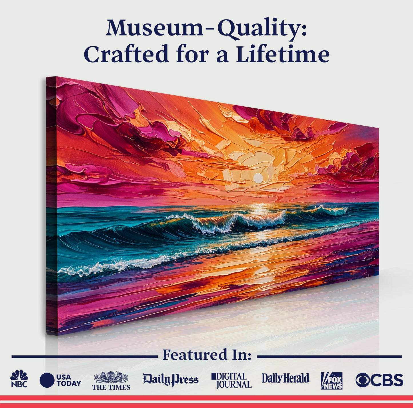 Coastal Sunset Impasto wall art with nature-inspired artwork - product view 6