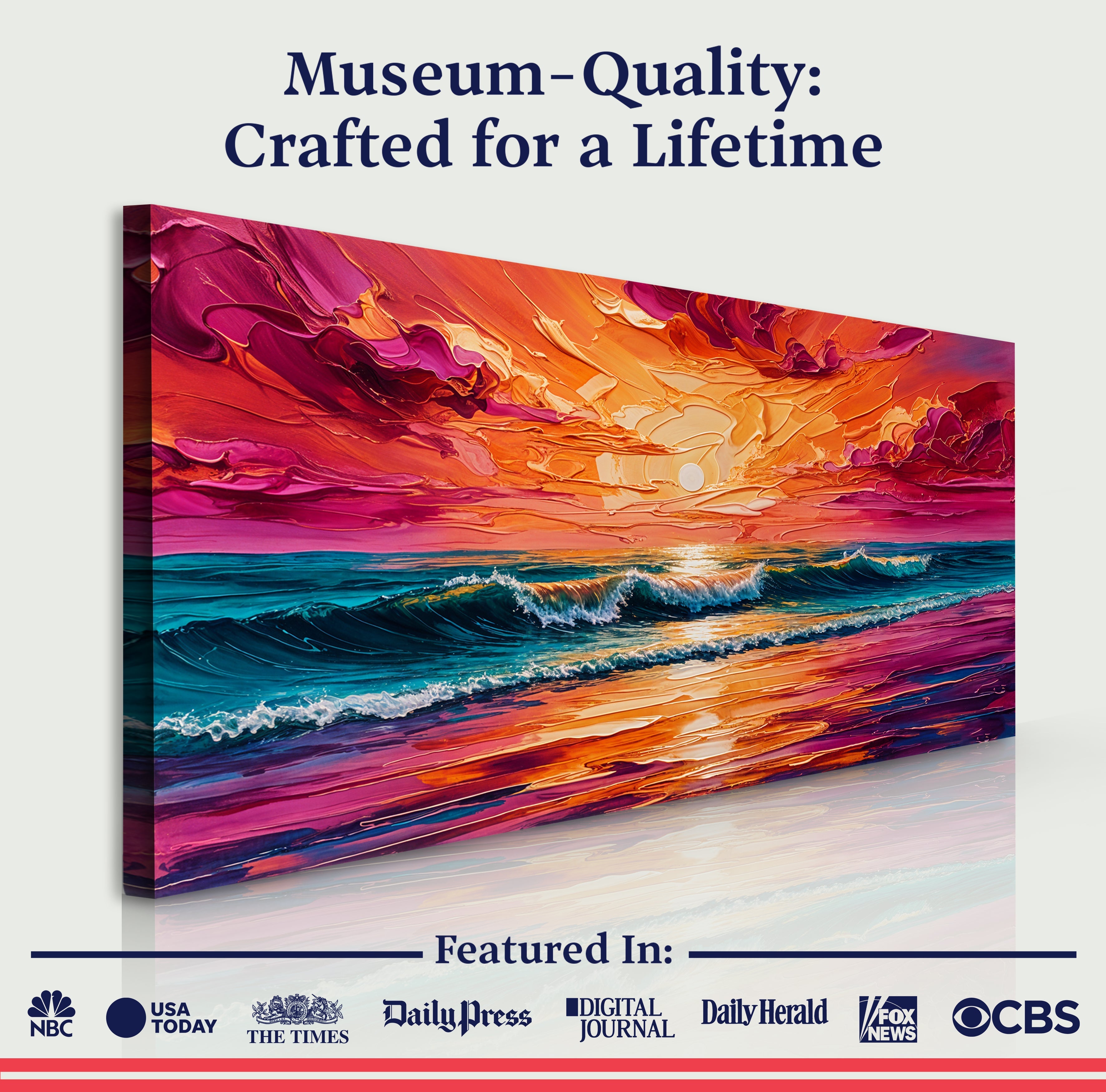 Coastal Sunset Impasto wall art with nature-inspired artwork - product view 6