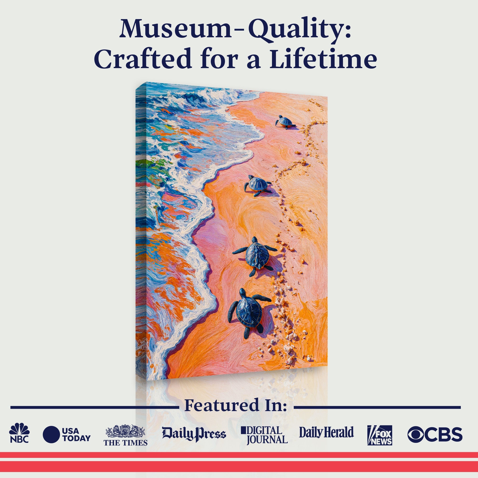 Turtles' Journey to the Sea wall art with nature-inspired artwork - product view 6