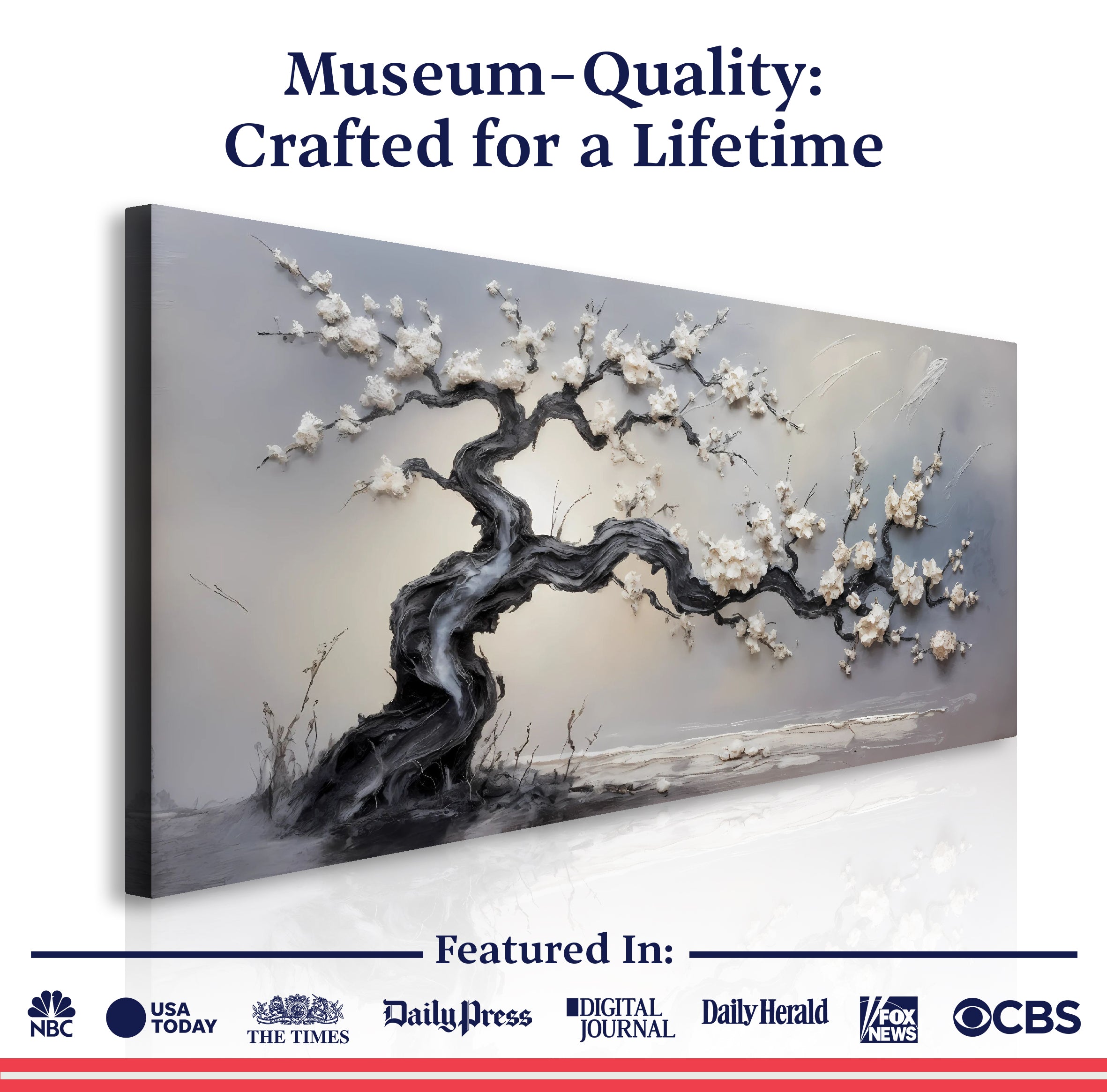 White Blossom wall art with nature-inspired artwork - product view 6