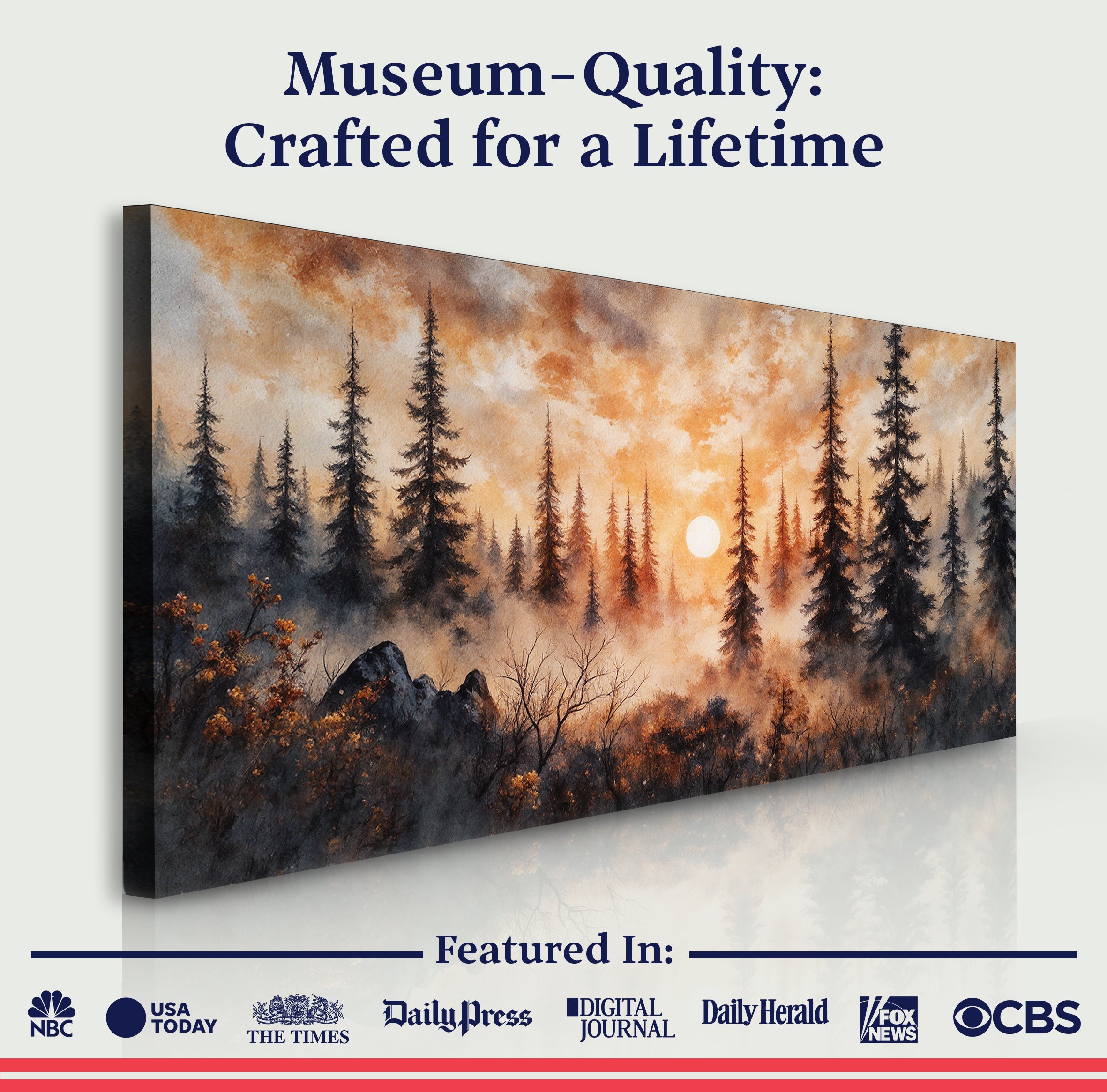 Rustic Forest Sunset wall art with nature-inspired artwork - product view 6