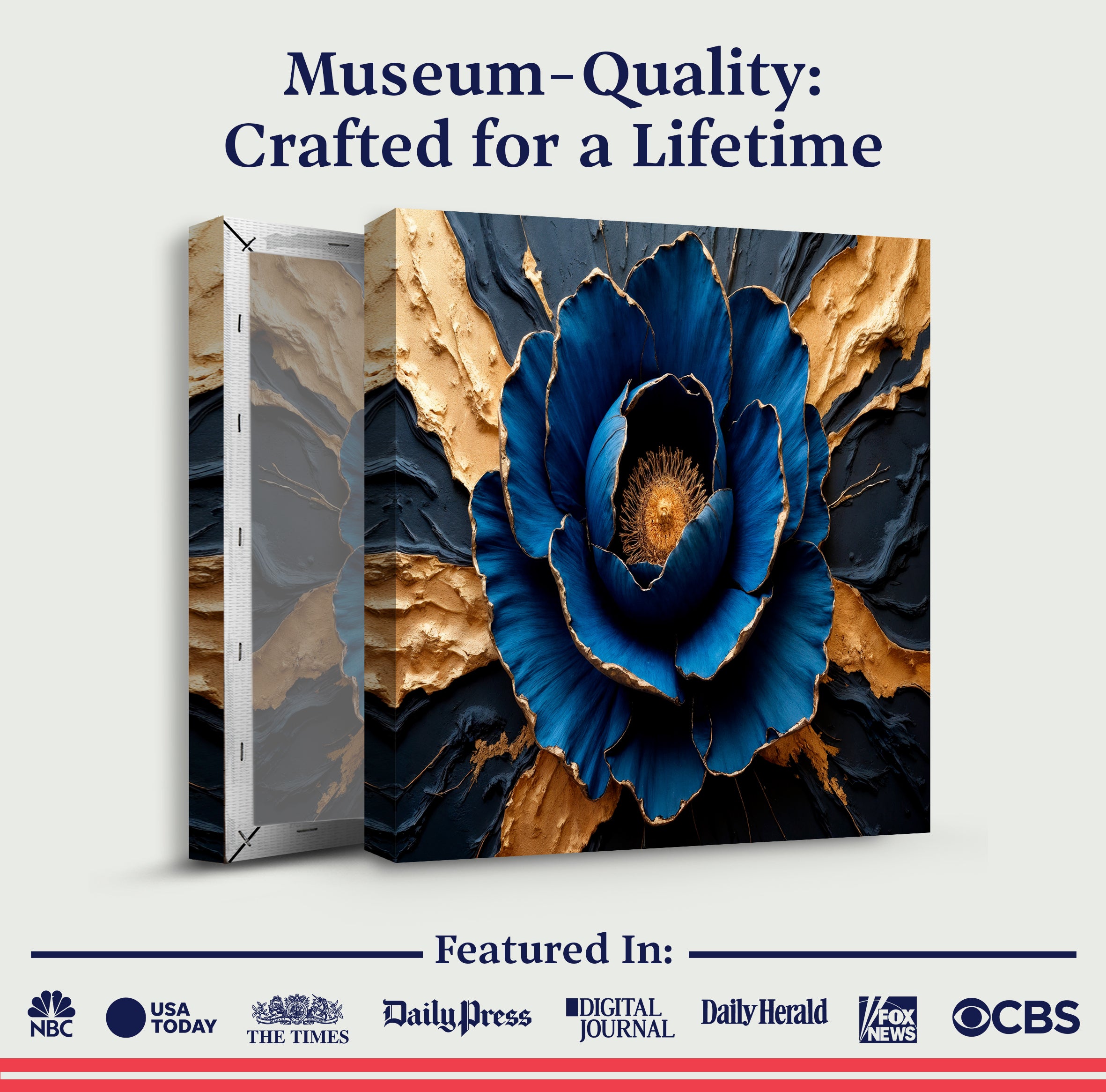 Sapphire Bloom Impasto wall art with nature-inspired artwork - product view 6