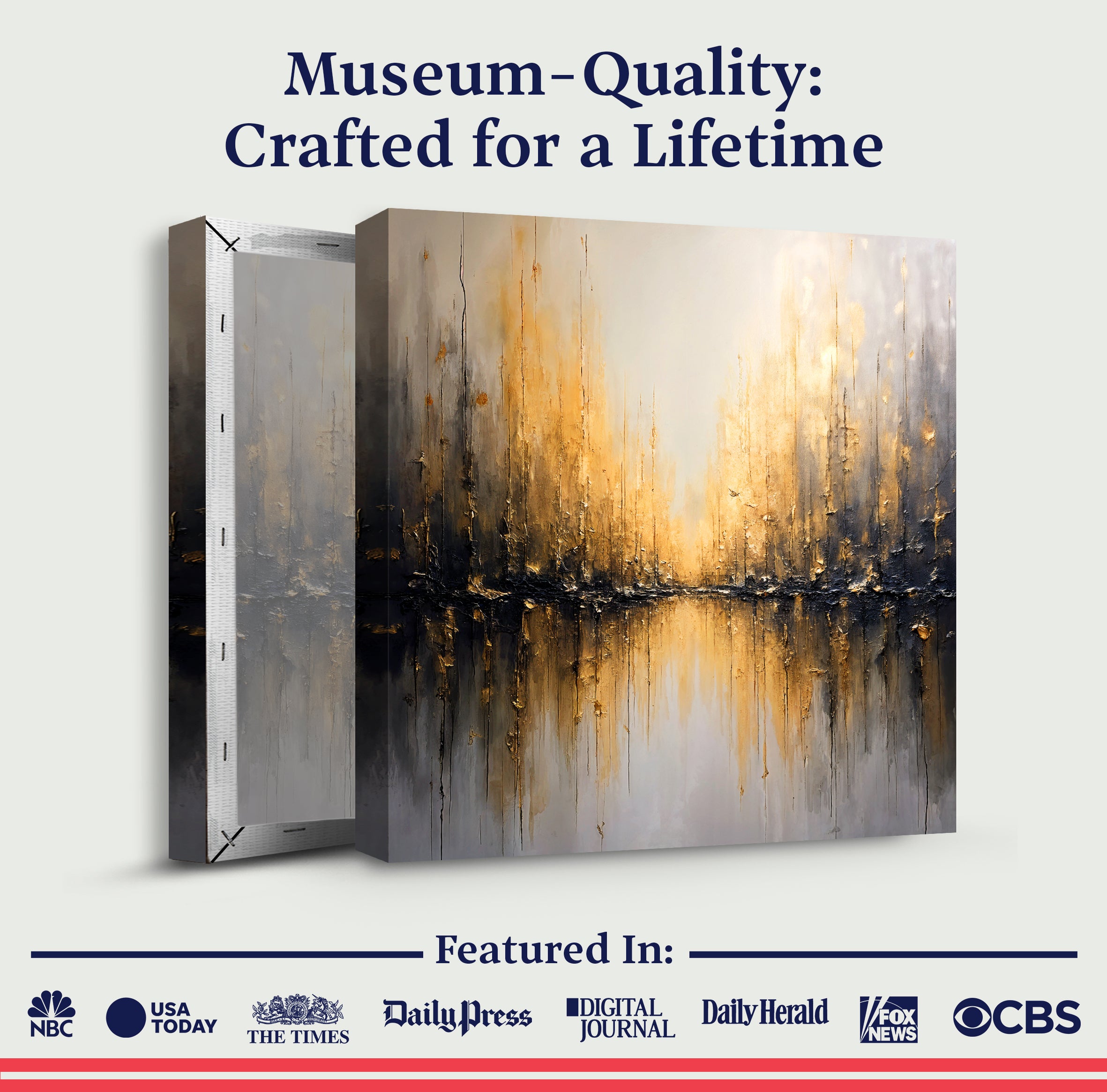 Golden Reflections Abstract wall art with nature-inspired artwork - product view 6