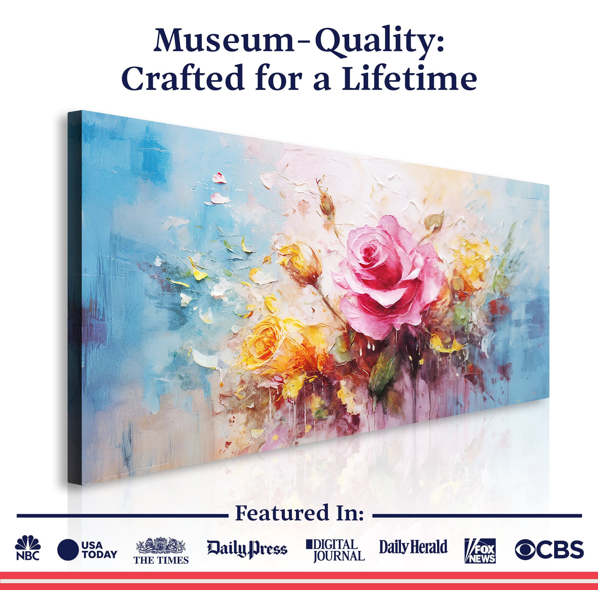 Rose Flower Impasto wall art with nature-inspired artwork - product view 6