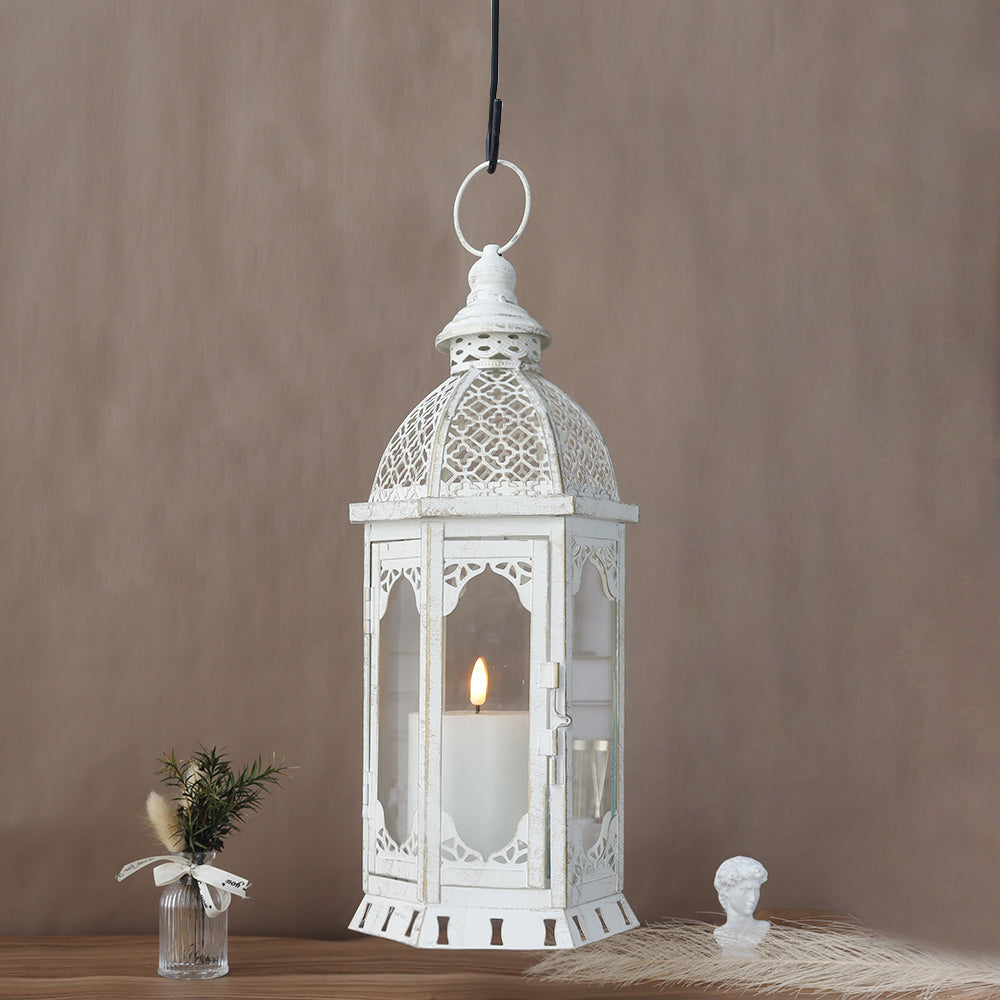 15''h Outdoor Candle Lanterns Vintage Metal Candle Holder decorative candle lanterns with nature-inspired artwork - product view 7