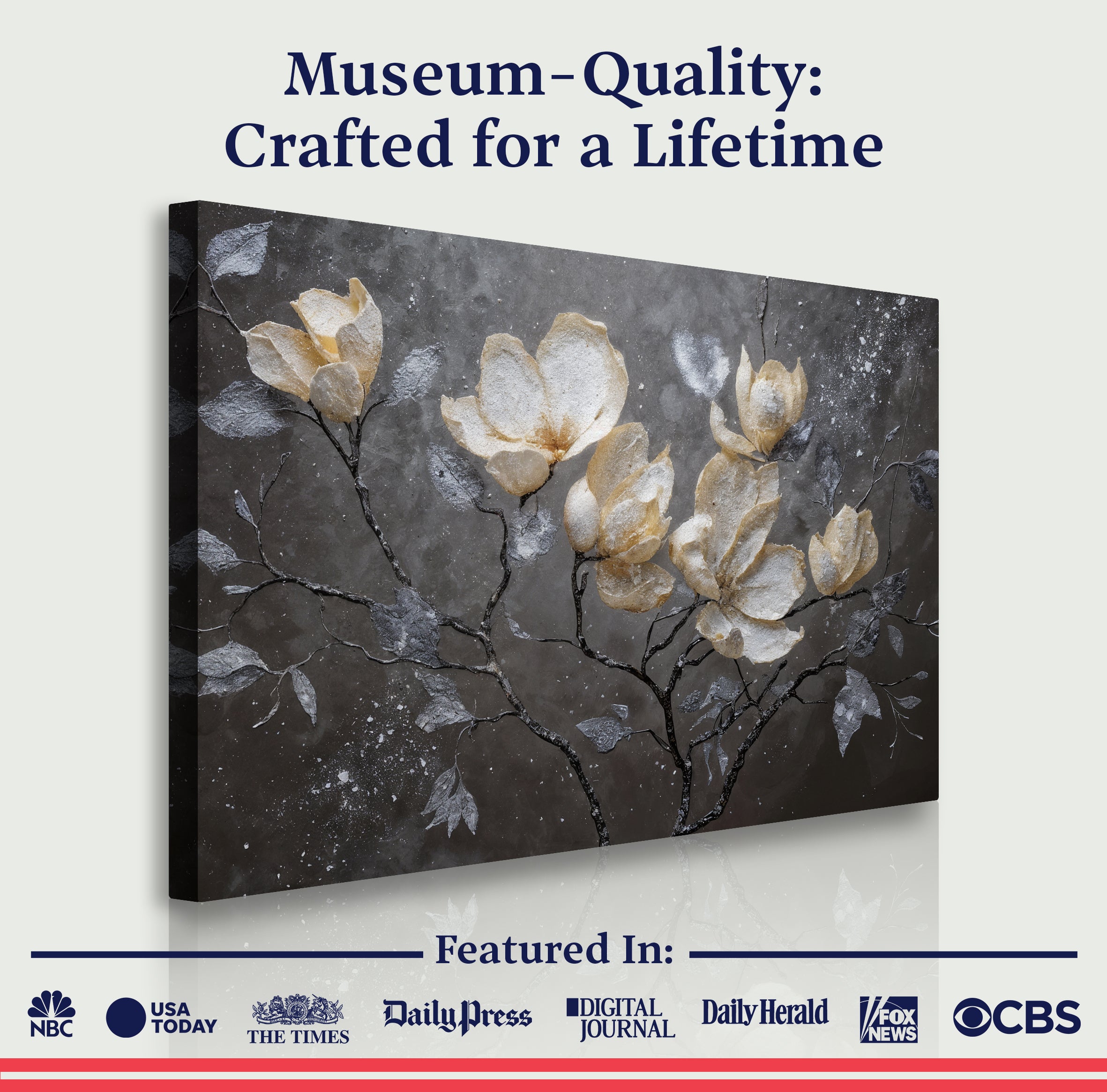 Midnight Magnolias wall art with nature-inspired artwork - product view 6