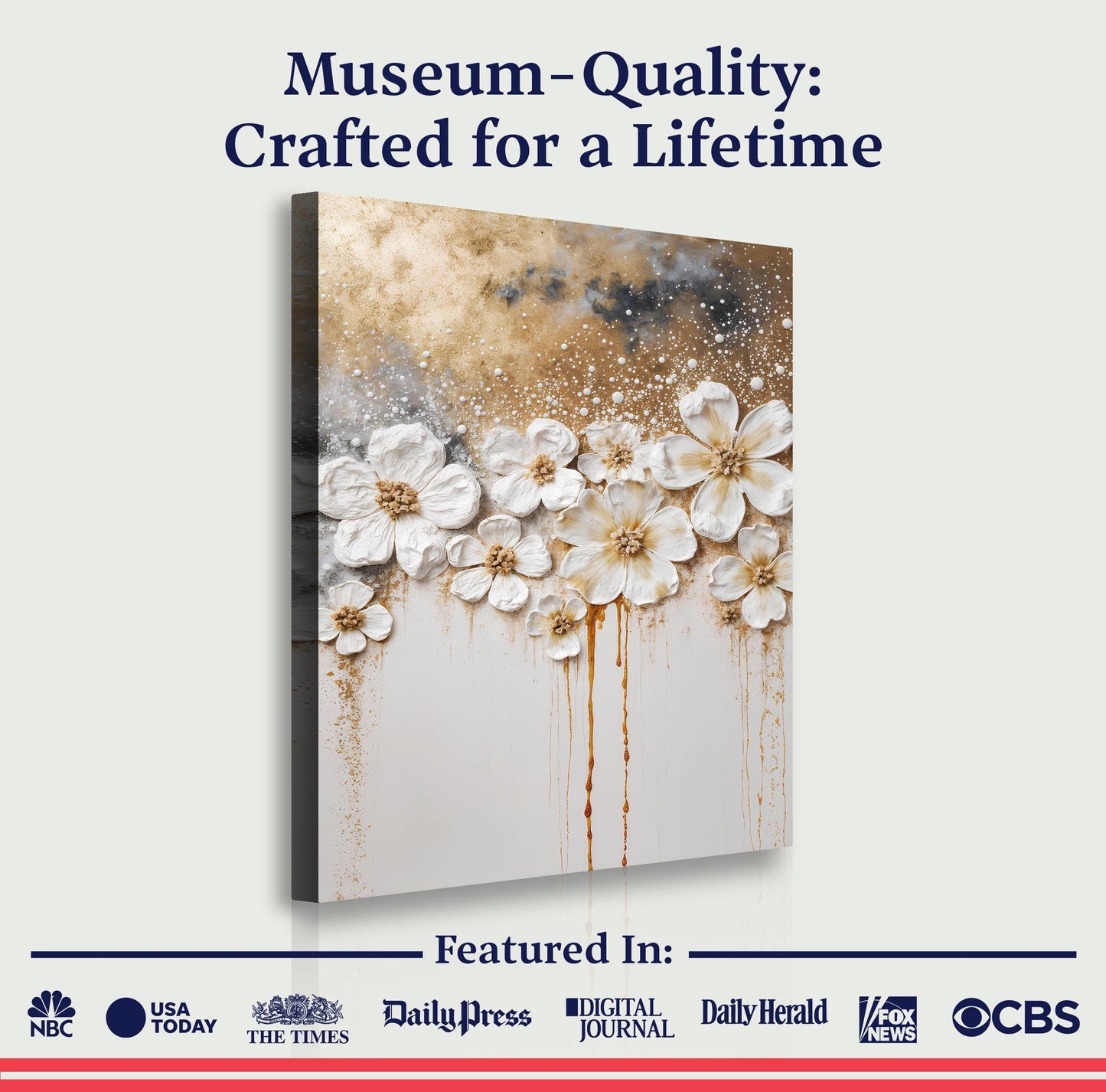 Gold Floral wall art with nature-inspired artwork - product view 6