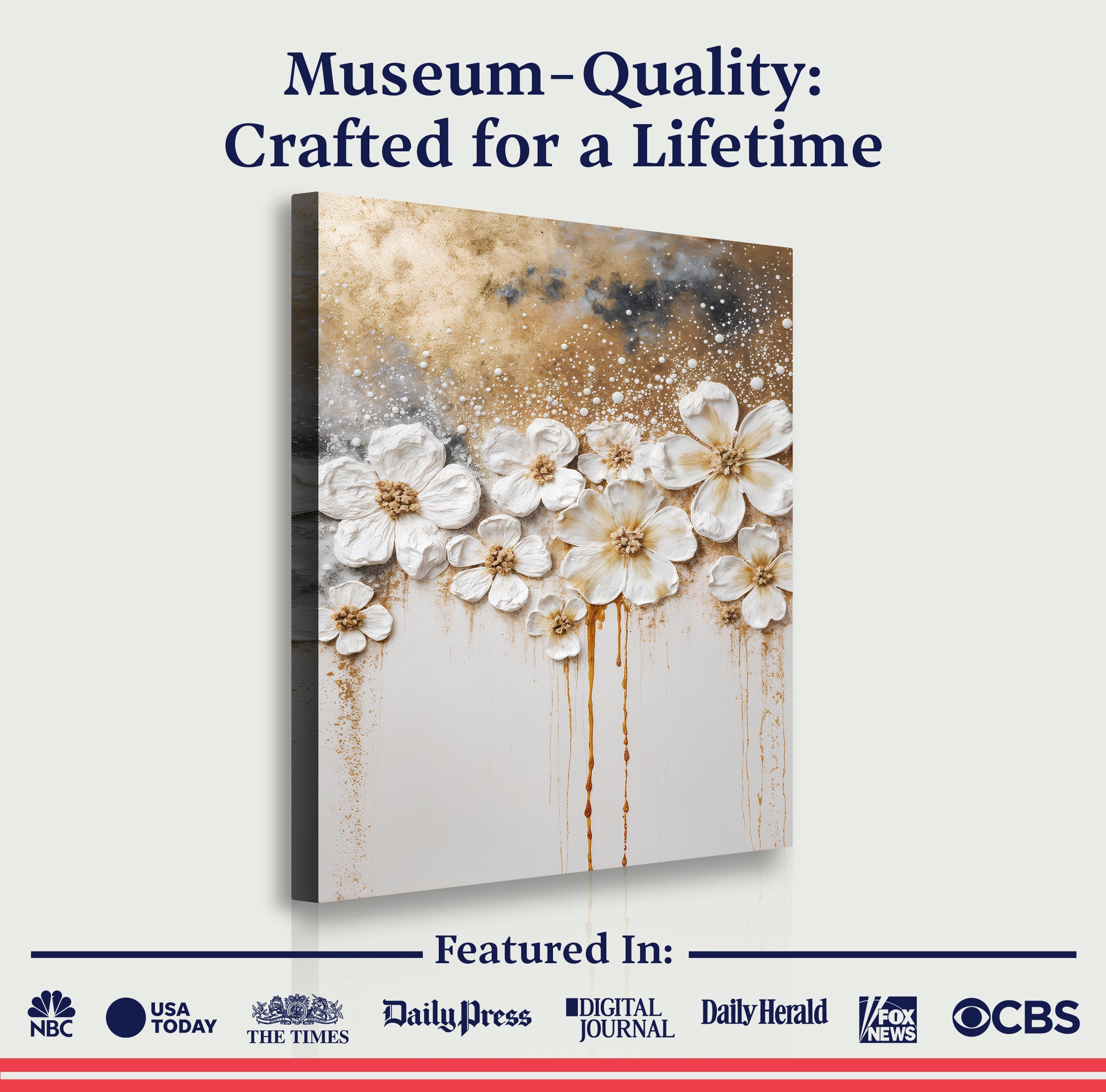 Gold Floral wall art with nature-inspired artwork - product view 6