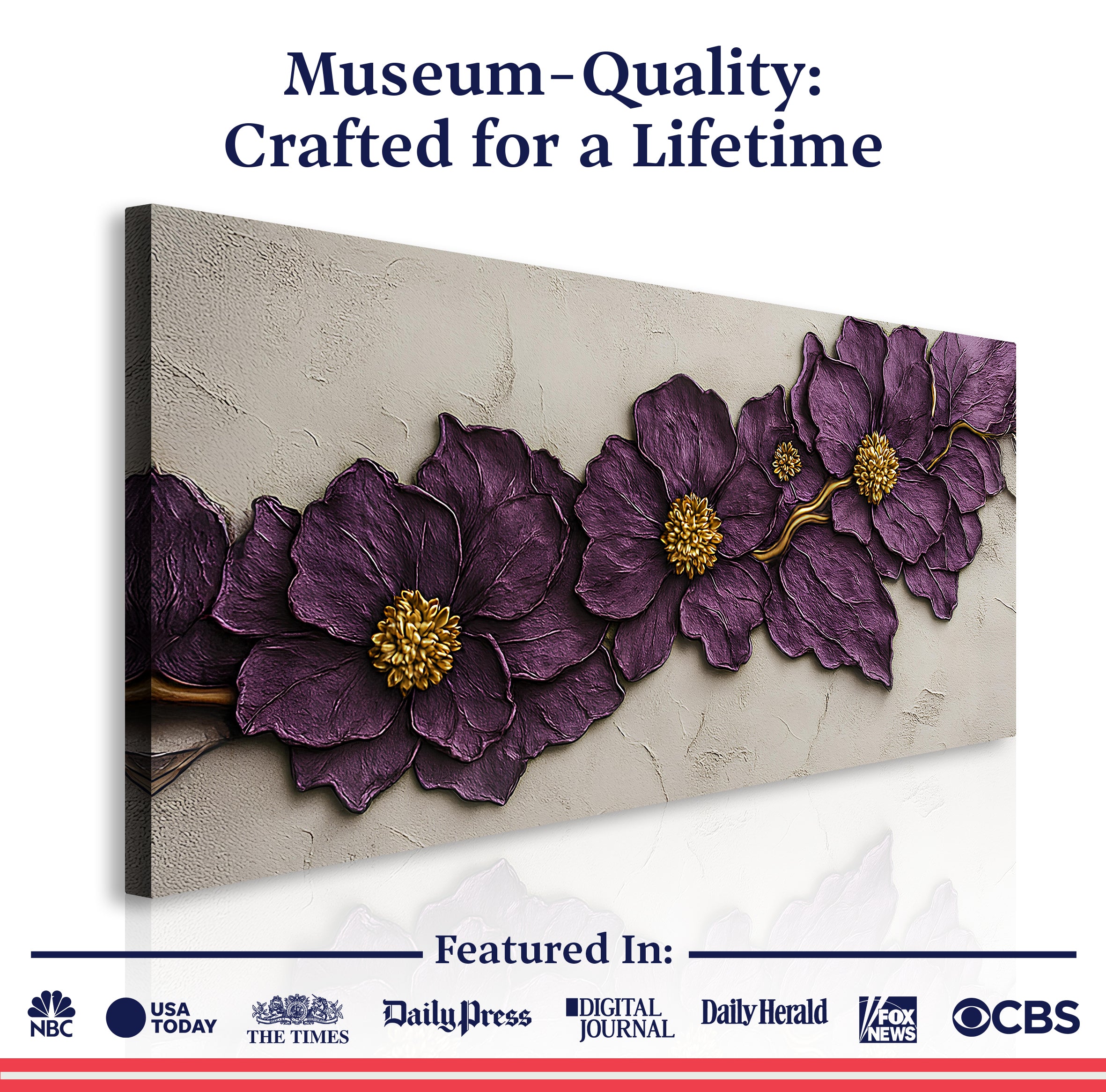 Purple Flower Plaster wall art with nature-inspired artwork - product view 6