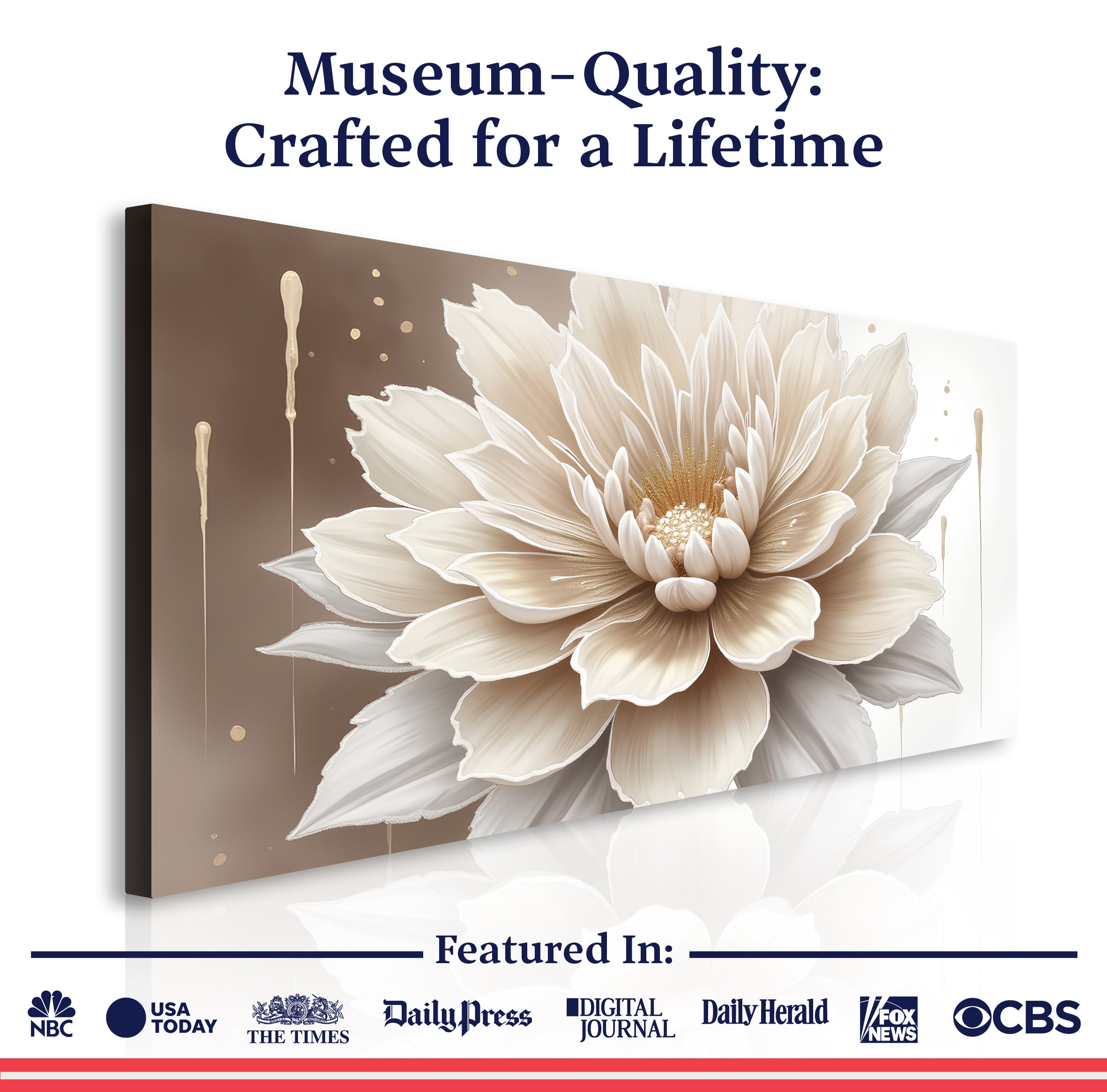 Single Beige Flower Abstract wall art with nature-inspired artwork - product view 6