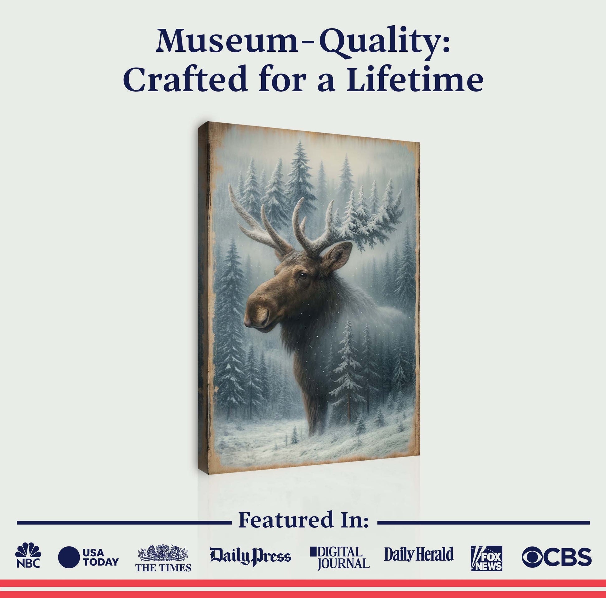 Snowy Forest Moose Double Exposure wall art with nature-inspired artwork - product view 6