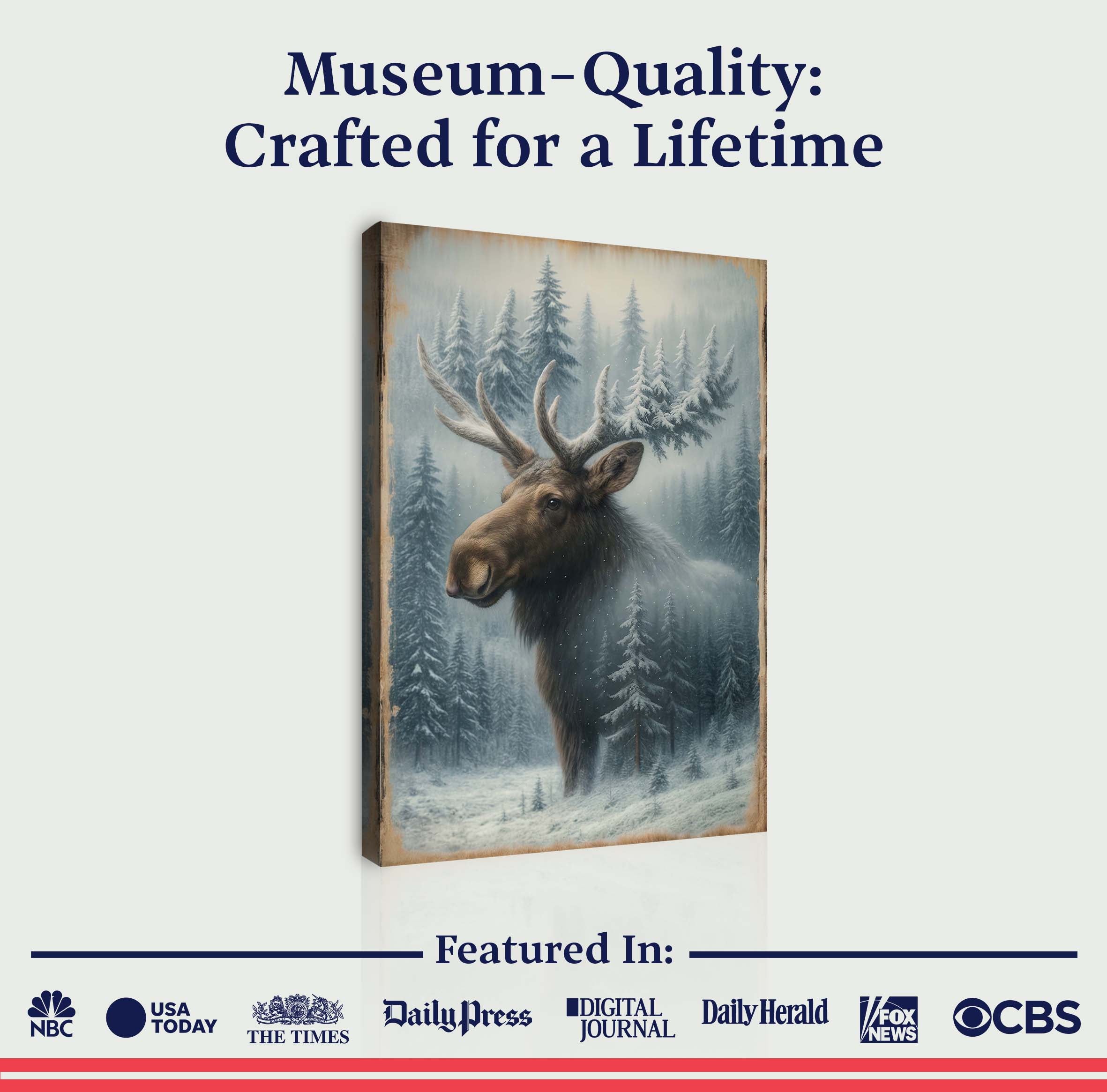 Snowy Forest Moose Double Exposure wall art with nature-inspired artwork - product view 6