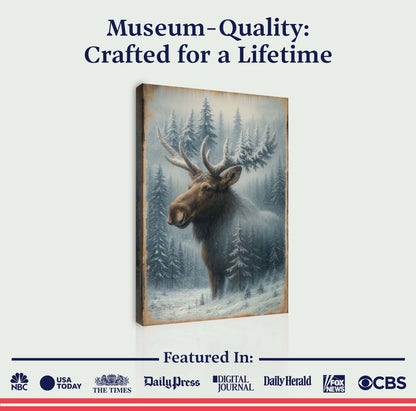 Snowy Forest Moose Double Exposure wall art with nature-inspired artwork - product view 6