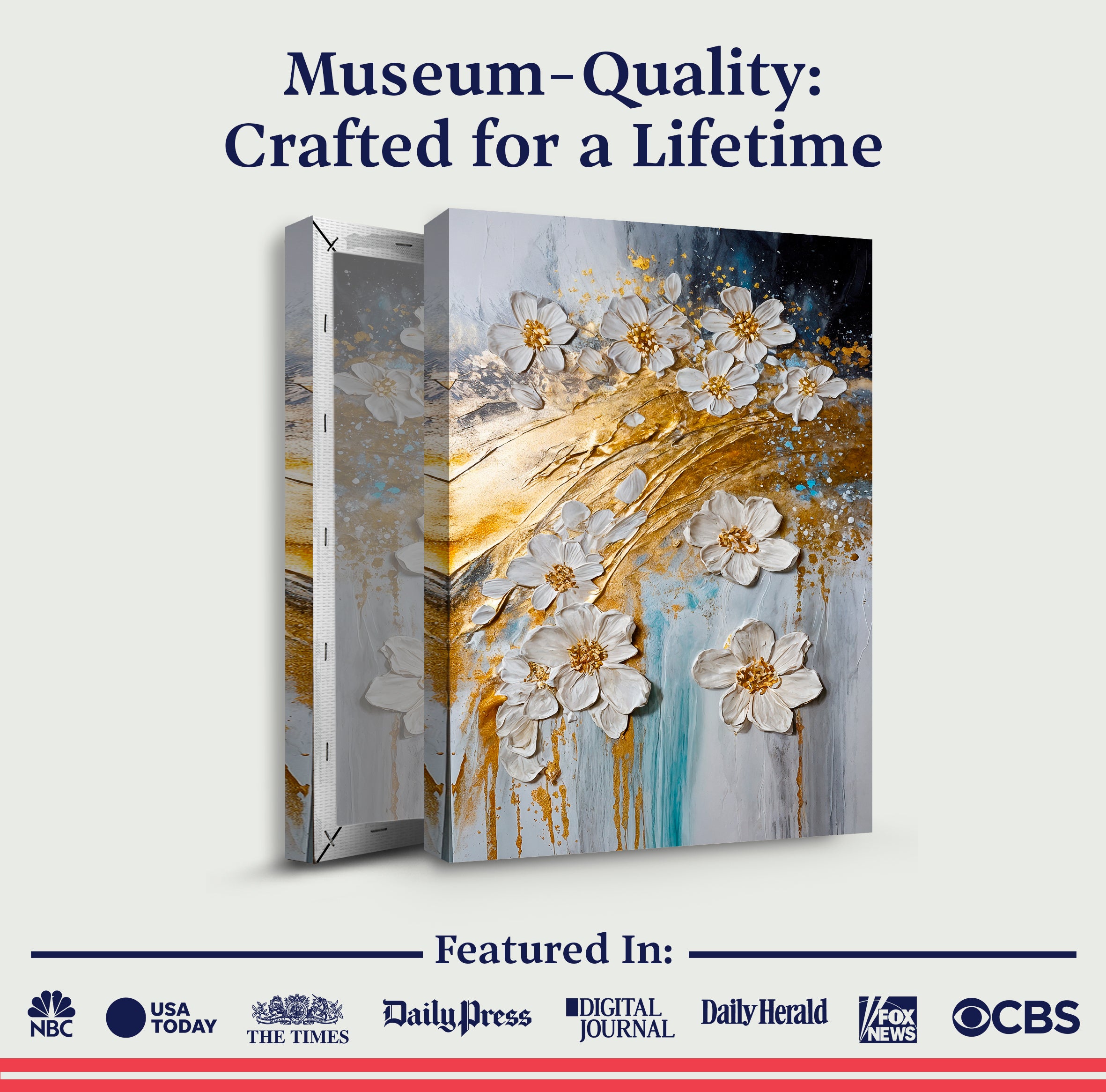 Abstract Gold Floral wall art with nature-inspired artwork - product view 6