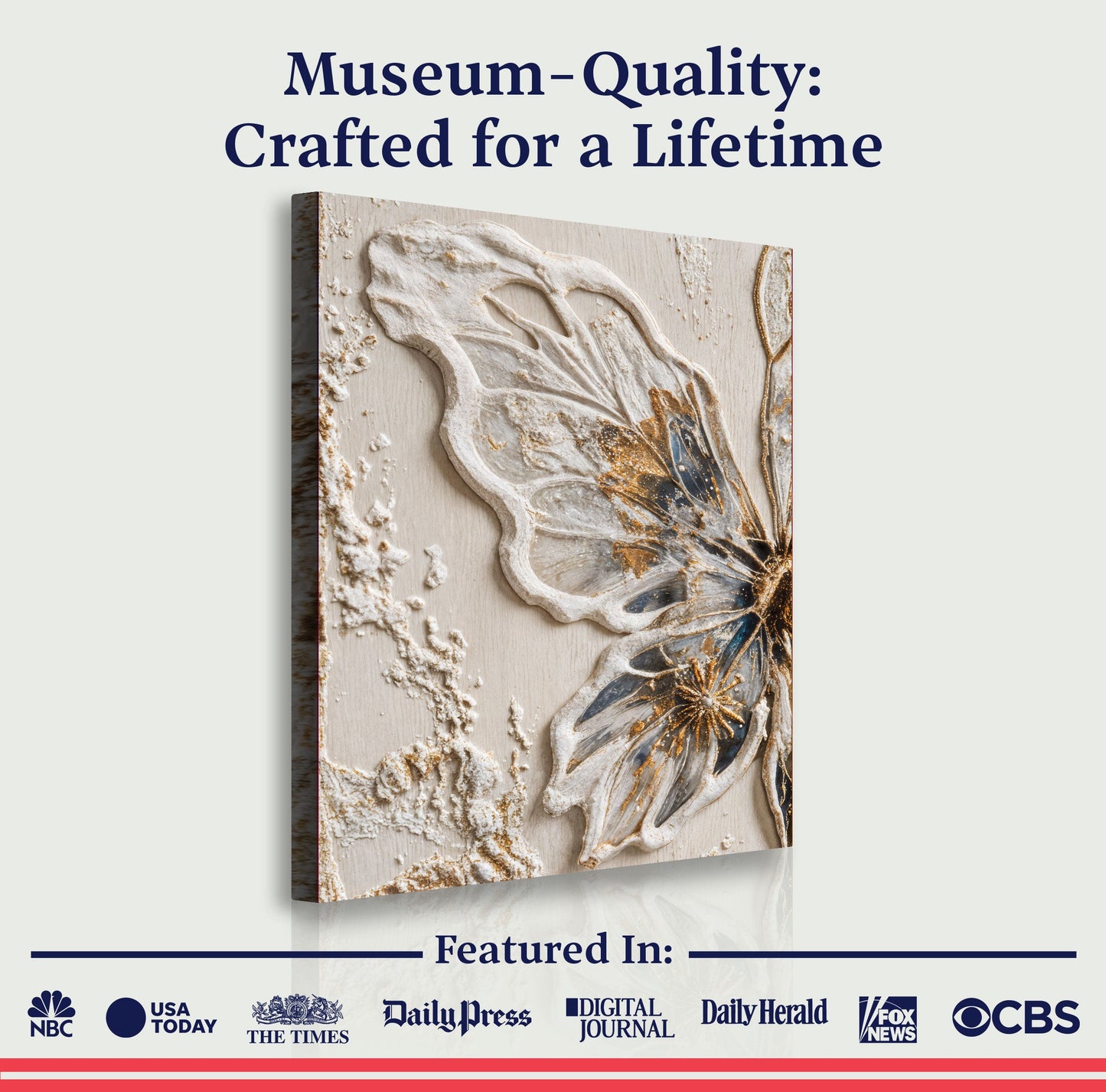 Half Butterfly wall art with nature-inspired artwork - product view 6