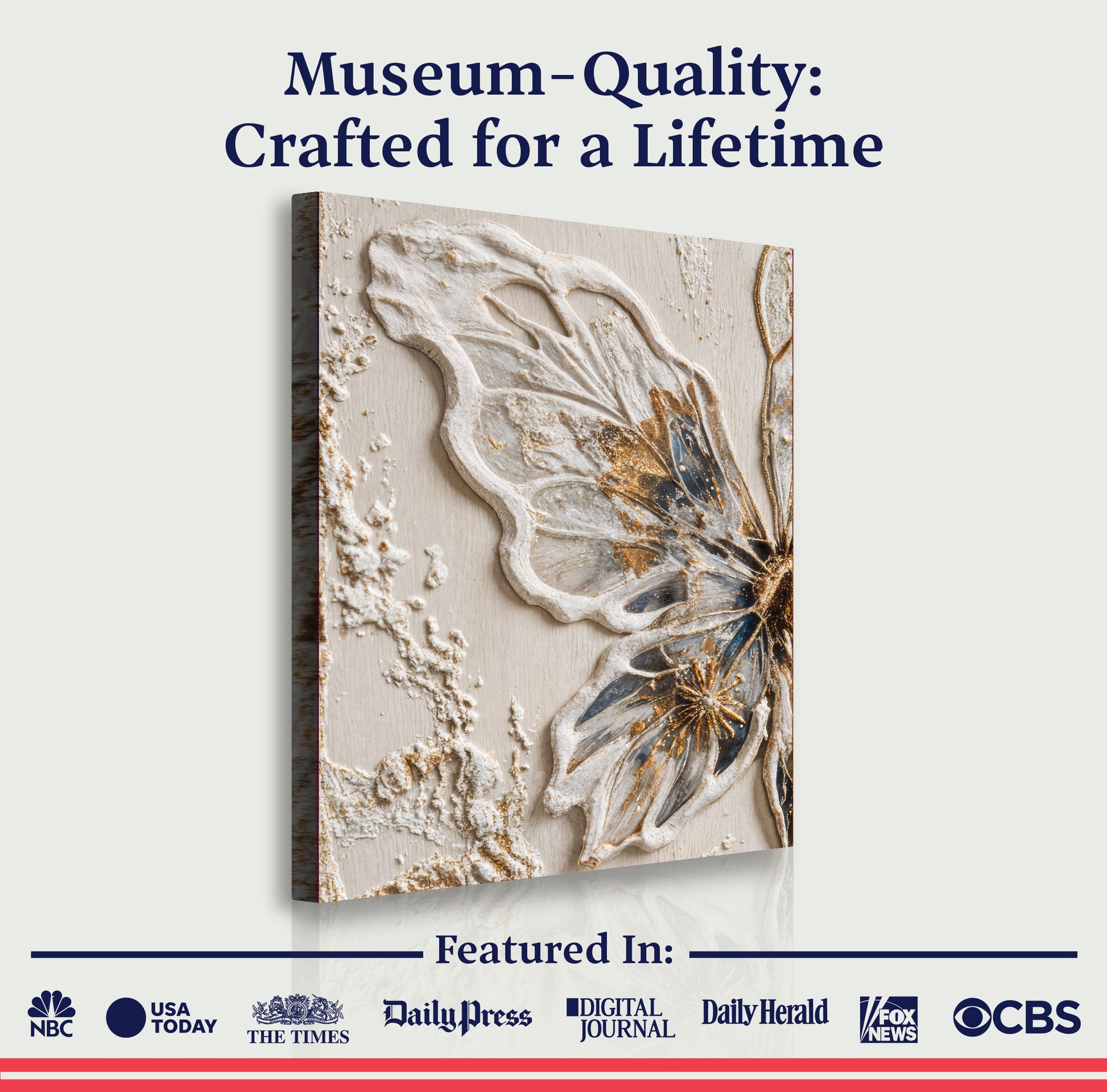 Half Butterfly wall art with nature-inspired artwork - product view 6
