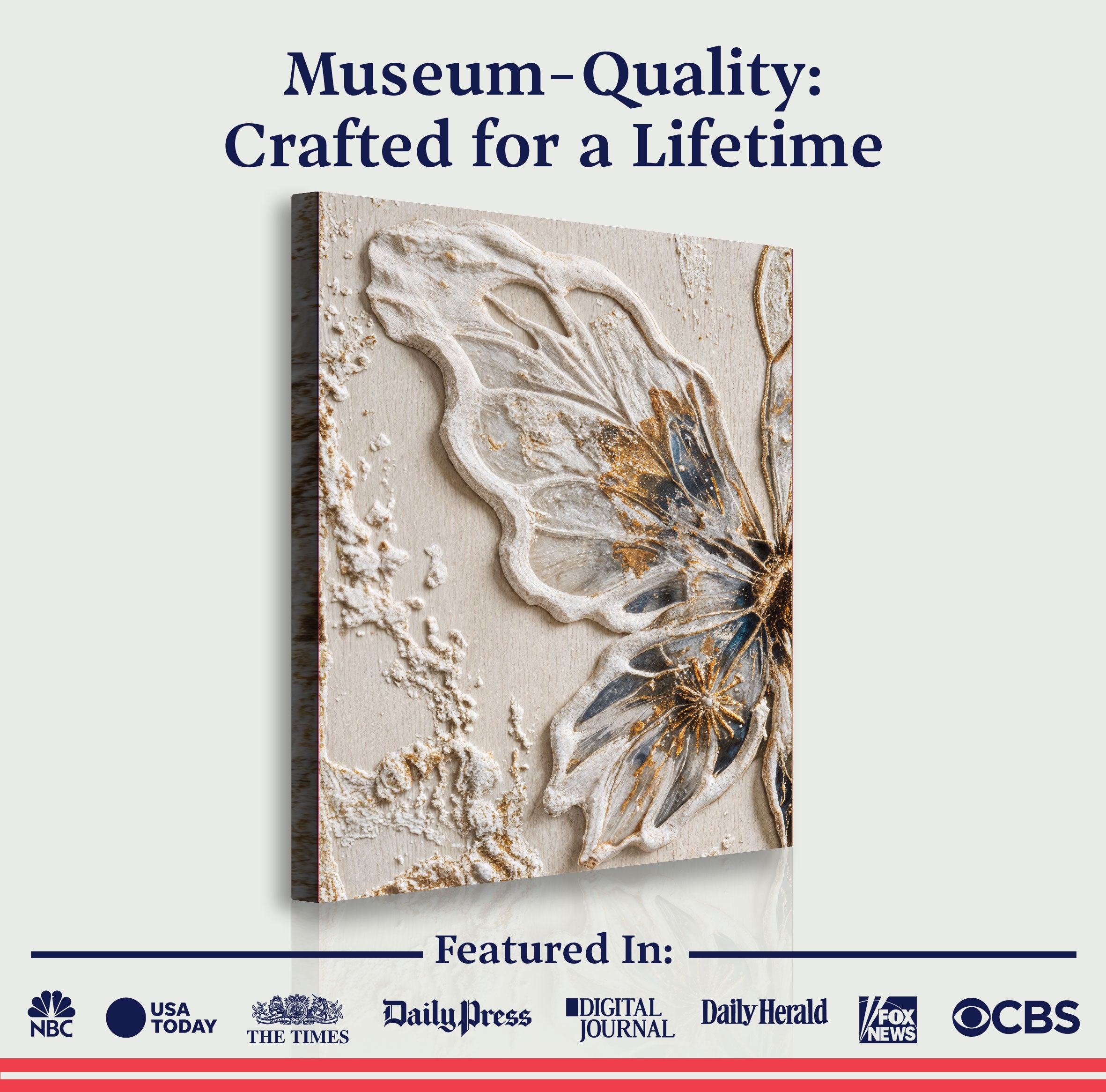 Half Butterfly wall art with nature-inspired artwork - product view 6