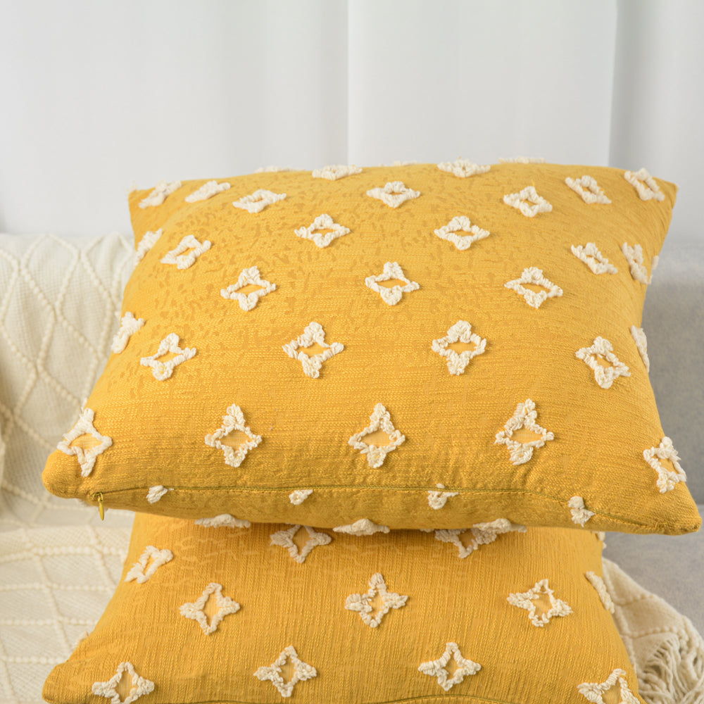 20''x20'' Tufted Floral 100% Cotton Throw Pillow pillow cover with nature-inspired artwork