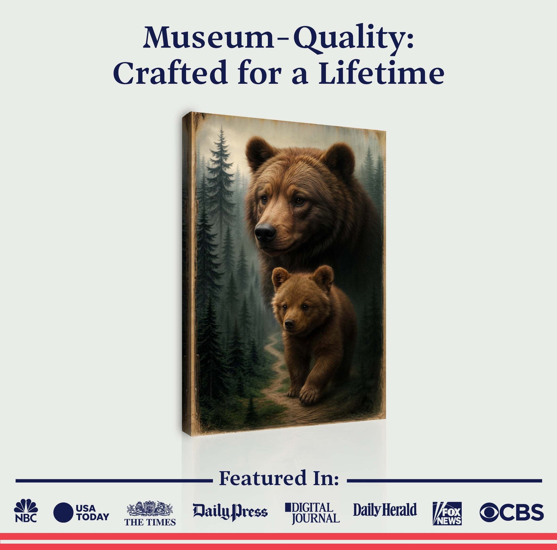 Path of the Wild Kin Bear and Cub wall art with nature-inspired artwork - product view 8