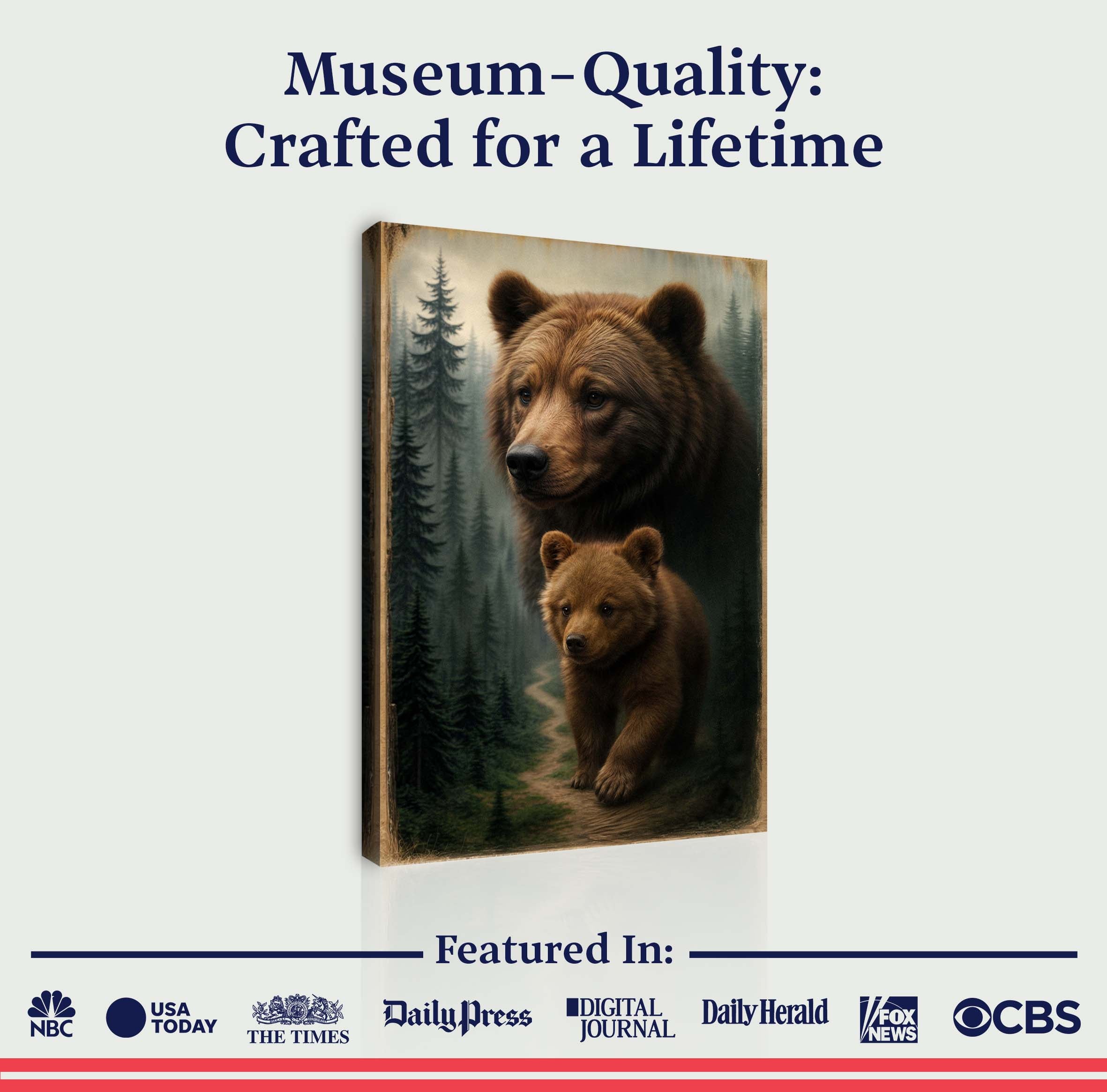 Path of the Wild Kin Bear and Cub wall art with nature-inspired artwork - product view 8