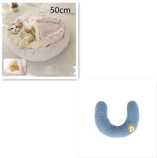 2 in 1 Dog and Cat Bed Pet Winter Bed Round Plush Warm Bed House Soft uncategorized / needs cleanup with nature-inspired artwork - product view 48