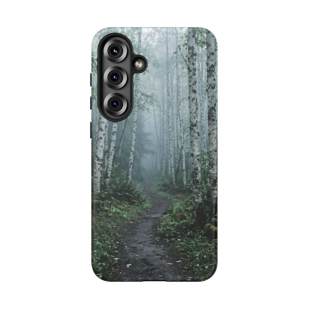 Twilight Birch Tree Path Phone Case
