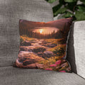 Mountain Meadow Lake pillow cover with nature-inspired artwork